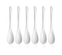 Cuchara de cerámica blanca de 6 piezas, cuchara de cerámica, cuchara de mermelada, mini cuchara de postre, cucharilla, juego de vajilla, adecuado para restaurantes, tiendas de postres y cafés (13 x
