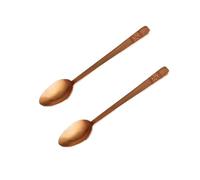 Cuchara de cobre 100% puro, cuchara de cobre oriental forjado a mano de 6.5 pulgadas, adecuada para comedor en casa, restaurantes, postres, pasteles, helados (2)