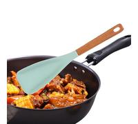 Cuchara de cocción, cuchara de cocina antiadherente para cookware | Cuchara de mezcla de silicona - Espátula resistente al calor, utensilios de cocina con mango de madera para cocinar
