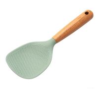 Cuchara de cocina de silicona con mango de madera de haya, resistente al calor hasta 230 °C, cuchara de arroz antiadherente con diseño ergonómico para cocina y restaurante, verde (A)