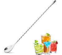 Cuchara de cóctel, cuchara de barra de metal de mango largo, cuchara de mezcla de acero inoxidable de 12 pulgadas para cócteles y café, herramienta de agitación perfecta para bar en casa
