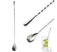 Cuchara de Cóctel Larga - Agitadores de Cócteles de Acero Inoxidable, Cuchara para Mezclar Cócteles, Anti-Shake y Mazo, Perfecta para Preparar Cócteles en Bar y en Casa