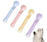 Cuchara de comida húmeda para gatos, 4 dispensadores de comida para gatos con peine, alimentador de palitos para gatos, cuchara de alimentación para gatos exprimible, cuchara de apretar para gatos