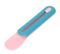 Cuchara de dispensación de golosinas húmedas para gatos, cuchara práctica para comer mascotas (cuchara rosa con mango azul)