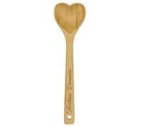 Cuchara de ensalada de bambú con forma de corazón grabada "Mejor cocinera" - utensilio de cocina de madera natural 30 cm - Regalo de mamá y abuela - Duradero, antiarañazos y resistente al calor