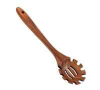 Cuchara de espagueti, cuchara de fideos de madera de 32 cm de largo, colador de espaguetis dentado con agujero para colgar, material de madera duradero, cucharas de espaguetis colgantes, utensilios de