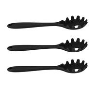 Cuchara de espagueti de silicona, todo en 1, resistente al calor, cuchara para Fideos, tenedor, utensilios de cocina, 3 uds. (Negra)