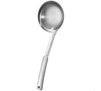 Cuchara de espuma de acero inoxidable 316L con colador fino de malla 60 para cocina, resistente al calor para espumar sopas y caldos, ergonómico para mango plateado, 37,5 x 12 cm (ancho x ancho)