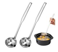 Cuchara de Filtro de Aceite, 32 cm Cucharas Separadoras de Aceite de Sopa de Acero Inoxidable Colador de Grasa de Filtro con Manija Larga Salsa Separador de Skimmer de Olla Caliente (2Pcs)