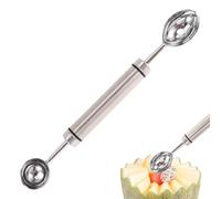 Cuchara de frutas y hervidores - Herramienta de doble cabeza de acero inoxidable para helados DIY Cantaloup | Cuchara de sorbete para postre de cocina | Servicio Pitaya Kiwi Tomates Mantequilla Pera