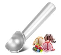 Cuchara de helado, 17.8 cm, antiadherente, anticongelante, cuchara de aluminio de una pieza, diseño resistente y duradero, fácil de limpiar, para gelatina, masa de galletas, sorbete, almendra (plata)