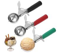 Cuchara de helado con gatillo, cuchara de porción de patatas de acero inoxidable con mango antideslizante, cuchara multifuncional para hacer galletas, fruta, puré de patatas, albóndigas, control de