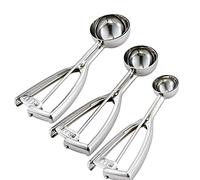 Cuchara de helado Juego de 3 Acero Inoxidable Cuchara de Helado incluye 3 tamaños:pequeño (4 cm), mediano (5 cm), grande (6cm), mejor para helado y fruta