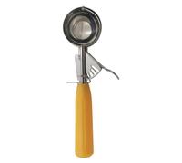 Cuchara de helado, mango de resorte de acero inoxidable para hacer puré de patatas, sandía, cuchara de frutas, cuchara de bolas de helado para cocina (amarillo)