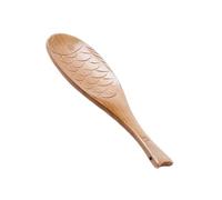 Cuchara de madera artística con forma de pez para cocinar, materiales de madera natural, diseño de mango largo, portátil, para camping, utensilios de cocina, diseño de pescado, paleta de arroz