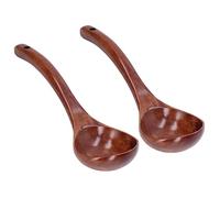Cuchara de Madera de 2 Piezas, Cuchara de Sopa de Madera de Alcanfor para Cocinar, Revolver, Recoger con un Kit de Juego de Manga Larga, Gachas de café Postre (Ancho de la boca de la