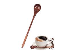 Cuchara de madera de mango largo - Cucharas de degustación natural, cuchara de degustación de madera, mango largo para agitar, mezclar y hervir | Ideal para café, té, miel, batidos, cocinar, hornear y