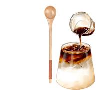 Cuchara de madera de mango largo - Cucharas de degustación natural, cuchara de degustación de madera, mango largo para agitar, mezclar y hervir | Ideal para café, té, miel, batidos, cocinar, hornear y