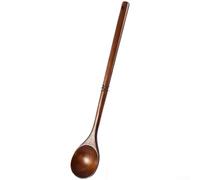 Cuchara de madera para remover con mango extendido para manipular alimentos calientes en utensilios de cocina grandes sin contacto con las manos con el calor (marrón)