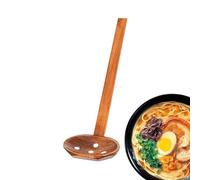 Cuchara de madera Ramen - Cuchara larga tradicional japonesa con mango largo | Cuchara de sopa de madera con superficie lisa, cuchara de degustación de ramen duradera para uso en la cocina de
