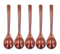 Cuchara de madera reutilizable, 5 uds., cucharas pequeñas de madera para comer cucharaditas, cucharas de postre, utensilios de madera para servir