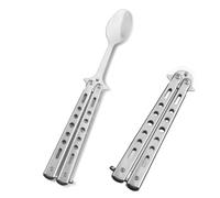 Cuchara de mariposa para camping, utensilios plegables, práctica cuchara de camping, utensilios de acero inoxidable para cocina, barbacoa, camping, viajes al aire libre