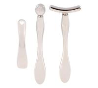 Cuchara de Masaje para Ojos de Aleación de Zinc 3 Piezas | Compacta y Portátil, Superficie Lisa, para Salón Profesional y Viaje, Espátula Metálica y Varilla