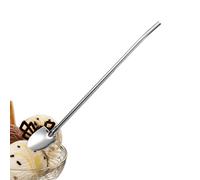 Cuchara de paja de metal,Cucharas de paja de metal | Cuchara mezcladora Paja de café de metal reutilizable de acero inoxidable,Agitador de cuchara de mango de paja de té 2 en 1, para re