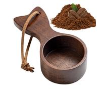 Cuchara de pañuelo de madera | Cuchara de mosca de café ergonómica: herramientas de medición de cordón de cuero liso y escalera para elaborar cerveza de precisión