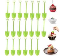Cuchara de postre de plástico resistente, reutilizable para sandía, café, postre (verde)