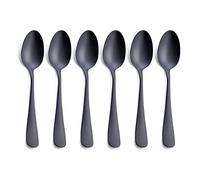 Cuchara de Postre Negro Mate, GoGeiLi Acero Inoxidable Acabado Satinado 17.2cm Juego de Cucharas de Café, Servicio para 6, Apto para Lavavajillas