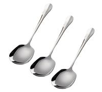 Cuchara de servir de acero inoxidable para arroz, ensalada, pasta, diseño ergonómico, cuchara de metal grande de 8 pulgadas, lavavajillas, color plateado (paquete de 3)