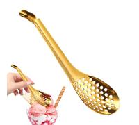 Cuchara de sfnerification molecular: cuchara perforada de acero inoxidable de oro o plata, cuchara ranurada para caviar y gastronomía | Herramienta manual de cocina para chef, cuchara elegante