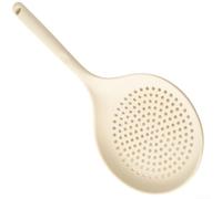 Cuchara de silicona para levantar alimentos de líquidos calientes mientras permite que el exceso de agua de aceite o caldo se drene a través de las ranuras (blanco)