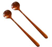 Cuchara de sopa ergonómica 2 cucharas de madera para cucharas de cocina - Cuchara larga de cocina cucharas de madera cucharas grandes para servir juego de cucharas de sopa para estofado
