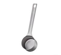 Cuchara de titanio para expreso de alta calidad con mango largo, 1 cucharada, cuchara medidora para granos de café, polvo molido, herramienta de cocina plateada (circular)