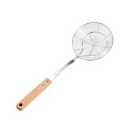 Cuchara espumadora de acero inoxidable con mango de madera, colador de arañas de alambre para colar y freír, utensilios de cocina, skimmer de aceite para freír