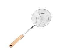 Cuchara espumadora de acero inoxidable con mango de madera, colador de arañas de alambre para colar y freír, utensilios de cocina, skimmer de aceite para freír