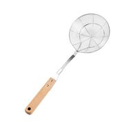 Cuchara espumadora de acero inoxidable con mango de madera, colador de arañas de alambre para colar y freír, utensilios de cocina, espumador ranurado resistente al calor