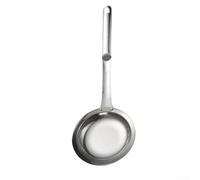 Cuchara espumadora de malla fina de acero inoxidable para aceite de cocina, colador de grasa y espuma con mango largo, filtro de tamiz de cocina para sopa, guiso, caldo, jugo, vino, plata, (grande)