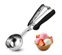 Cuchara grande de helado de 65 mm, cuchara de galletas de acero inoxidable con liberación de gatillo, cuchara de porciones de 2.8 onzas/80 ml, plato de alimentos comercial, para control de porciones