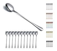 Cuchara helada, Kyraton cuchara mezcladora de mango largo de acero inoxidable de 7.5 ", cuchara para helado, cuchara para agitar, cuchara para cóctel, cuchara para café con leche, paquete de 12