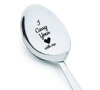 Cuchara larga personalizada para los amantes de la crema de turrón de chocolate y nueces, cuchara grabada de acero inoxidable para helado y postre (B)