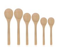 Cuchara Madera 6 Juegos, Cucharas Soperas Madera Natural Cucharas de Madera Cuchara Sopera Madera Cucharas Madera Pequeñas Café de Té Condimento de Azúcar de Miel Tommy Batido (13cm, 15cm, 17cm)