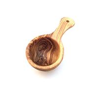 Cuchara medidora de 5,5 cm, cuchara para harina, cuchara de café, cuchara de porciones, hecha a mano de madera de olivo (cuchara medidora con agujero)