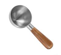 Cuchara medidora de acero inoxidable con mango de madera certificada para servir café, porciones de precisión, marcas grabadas, resistente a la corrosión, fácil de limpiar, 12 x 11 x 3 cm, herramienta
