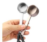 Cuchara medidora de aluminio con mango largo para granos de café molidos, té suelto, cuchara de metal de 15 cm con cuerda para colgar (plata)