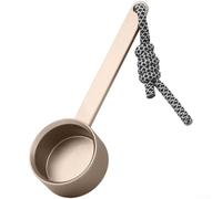 Cuchara medidora de café, aleación de aluminio, mango extendido, cuchara ergonómica con cordón colgante de poliéster, multiusos para té, proteína, polvo o especias, negro, plata, oro, 15 x 5 x 2,5 cm