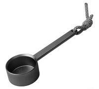 Cuchara medidora de café, aleación de aluminio, mango extendido, cuchara ergonómica con cordón colgante de poliéster, multiusos para té, proteína, polvo o especias, negro, plata, oro, 15 x 5 x 2,5 cm
