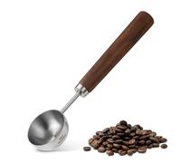 Cuchara medidora de café vintage de 1/16 taza, 15 ml, 15 cc, mango largo de madera de nogal, utensilio de cocina de acero inoxidable 304 para recoger medir y servir, perfecto para café y té, color